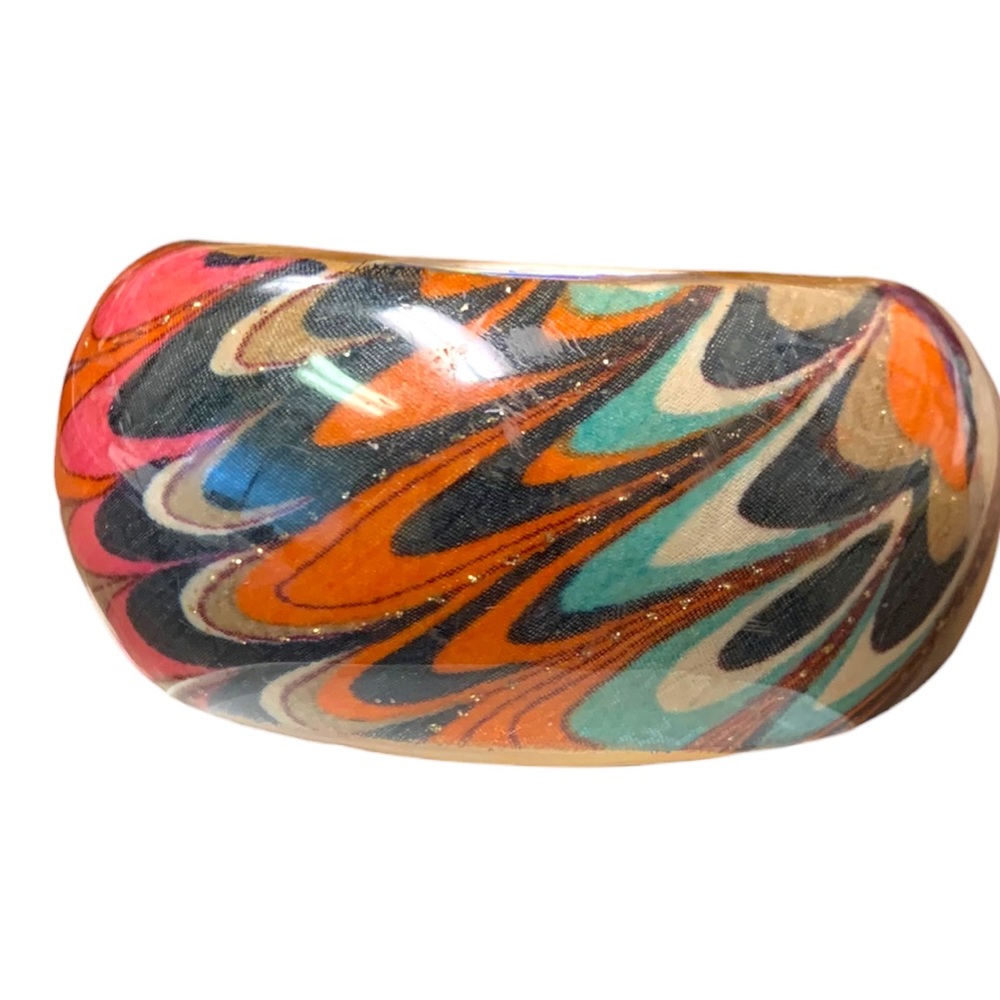 Vintage‎ boho resin coated thick bangle bracelet